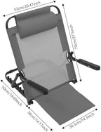 Adjustable Lifting Bed Backrest with Armrest, 40°-90° Portable Foldable Backrest Support 8 Levels Folding Adjustable Sit-Up Back Rest with Pillow for Neck Head (Grey)