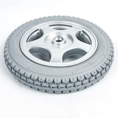 Wheelchair Rear Wheel Assembly (Pair), 12-inch Gray Solid Tire Construction,Rear Wheel Replacement for Electric Wheelchair, Aluminum Alloy Wheel Hub