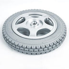 Wheelchair Rear Wheel Assembly (Pair), 12-inch Gray Solid Tire Construction,Rear Wheel Replacement for Electric Wheelchair, Aluminum Alloy Wheel Hub