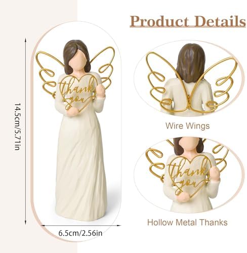 Thank You Gifts for Women, Teacher Appreciation Gifts, Best Thank You Gift for Coworker, Friend, Caregiver, Hand-Painted Sculpted Angel Figurines for Thanksgiving Christmas