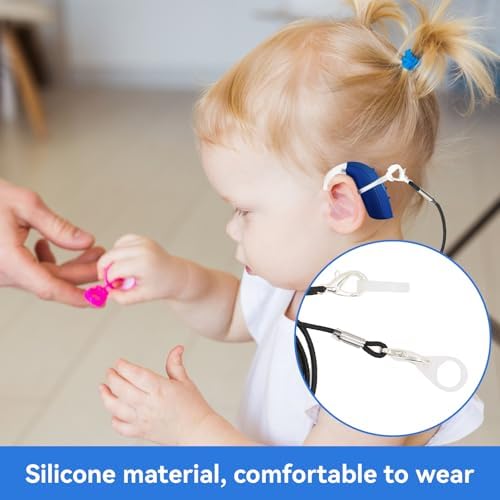 Hearing Aids Clip Holder, Portable Pattern Hanging Rope Straps Antilost Hearing Aid Lanyard Retainer Fixing Tail BTE Protector with Storage Box for Adults Seniors & Kids