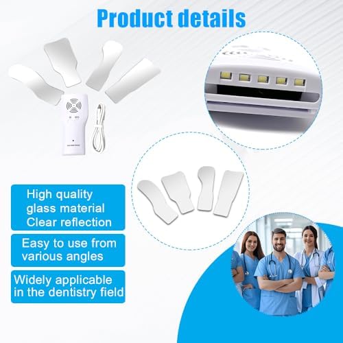 Fog-Free Dental Mirror Kit - 4 Rhodium Intraoral Mirrors with Anti-Fog Fan & LED Lighting Handle, High-Precision Oral Inspection Device for Dentists and Hygienists