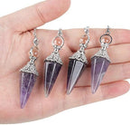 Rockcloud Natural Amethyst Crystal Pointed Pendulum with 7 Chakra Stone Beads Chain, 6 Facet Reiki Chakra Pendant for Divination Dowsing
