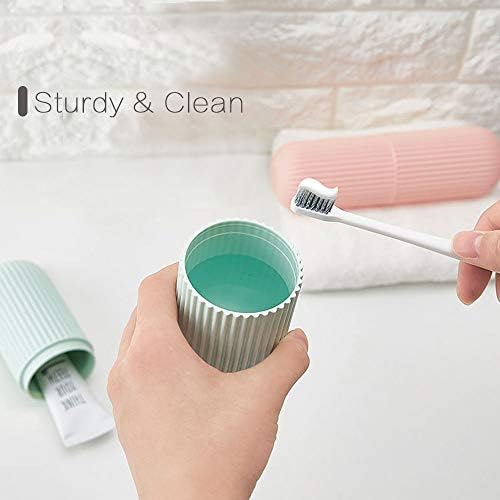 UCEC Travel Toothbrush Case, Toothbrush Holder Travel, Toothbrush Case for Traveling, Camping, Home, School, Business, Bathroom, 7.7" x 2.36" x 2.36" for Soft Toothbrush Up To 7.4 inch (Green, Pink)