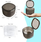 Uouovo Upgraded Denture Bath Box Cup, No-Leak Denture case,Retainer Cleaning Box, Complete Clean Care for Dentures, Clear Braces, Mouth Guard, Night Guard & Retainers (transparent grey)