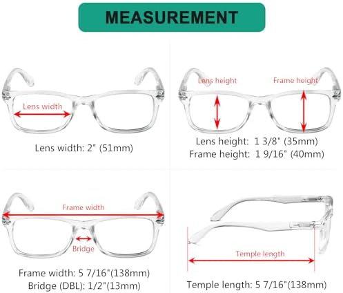 Eyekepper 5 Pack Classic Reading Glasses for Women Men Vintage Readers with Spring Hinges Transparent Frame +1.50
