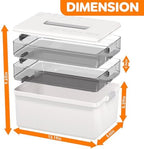 Citylife 3-Tier Medicine Cabinet Organizer,Medicine Cabinet First Aid Kit with Handle,Portable Multi-Purpose Storage Box Suitable for Family Emergency,Home,Travel,White