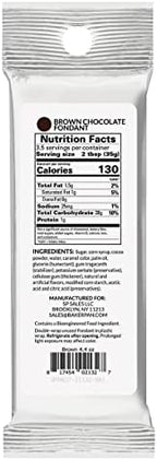 Bakerpan Premium Rolled Brown Fondant for Cake Decorating, Chocolate Flavor - 4.4 Ounces (Made in USA)