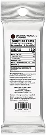 Bakerpan Premium Rolled Brown Fondant for Cake Decorating, Chocolate Flavor - 4.4 Ounces (Made in USA)