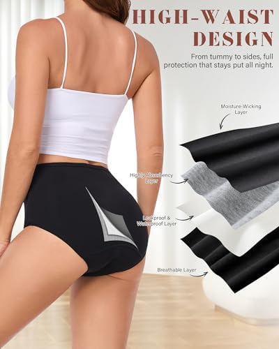 Incontinence Underwear for Women Cotton Leakproof Panties High Waist Washable Protective Briefs Plus Size