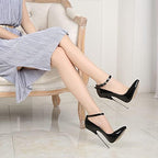 Unisex Men's Women's Ankle Strap Pointed Toe High Heels Sexy Patent 16cm Stiletto Heel Pumps Nightclub Catwalk Stripper Club Pole Dance Lady Dress Party Shoes