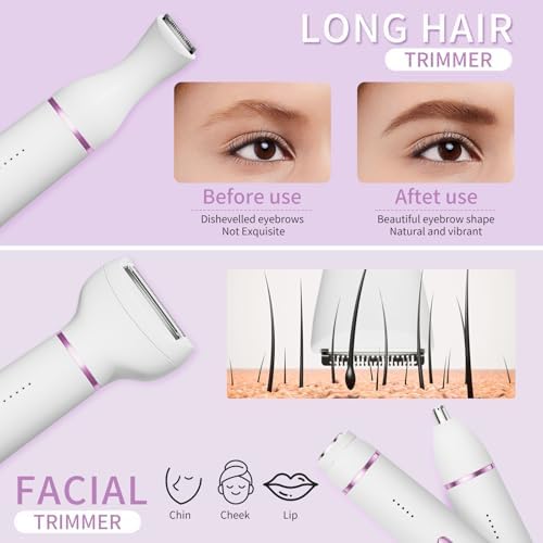 Electric Razor for Women- 5 in 1 Electric Shaver for Women, Wet & Dry Bikini Trimmer and Facial Hair Remover,Eyebrow Razors Nose Hair Trimmer Rechargeable Hair Removal Kit for Full-Body Hair 831