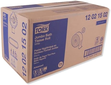 Tork 12021502 Advanced Jumbo Roll 2-Ply Toilet Tissue, White