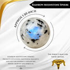 Wholesale Gem Shop Natural Rainbow Moonstone Quartz 40-45 mm Ball Sphere Gemstone A+ Hand Carved Crystal Altar Healing Devotional Focus Spiritual Chakra Cleansing Metaphysical Gift Men Women