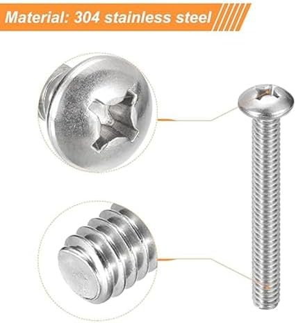 1/4-20x4 Pan Head Machine Screws,Round Head Cross Screw,304 Stainless Steel 18-8 Screw,Phillips Drive,Fully Threaded,Bright Finish,Pack of 10