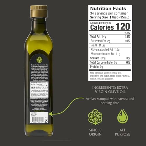 Mina Moroccan Olive Oil Extra Virgin 16.9 Fl Oz (Pack of 6), New Harvest, Polyphenol Rich Olive Oil, Single Origin Extra Virgin Olive Oil, Cold Extraction, Less than 0.2% Acidity, 500 ml Each