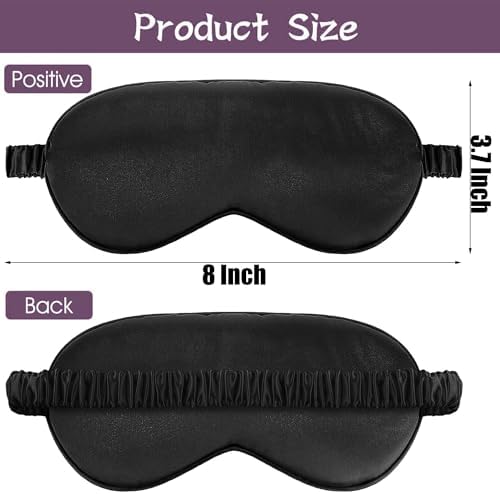 Silk Sleep Mask,1 Pack Soft Eye Mask with Elastic Strap,Eye Cover Soft Satin Blindfold Elastic Strap Night Eyeshade Travel Nap for Women Men (Black)