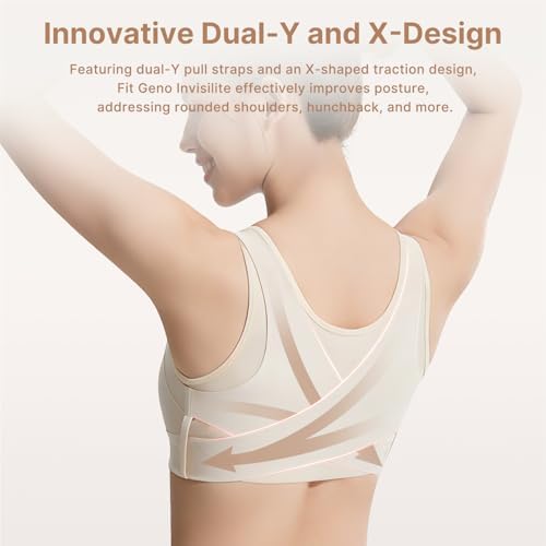 Fit Geno Posture Corrector Bra for Women: Wireless Posture Correcting Bra for Older Women & Seniors Front Closure
