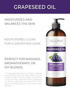velona Grapeseed Oil 16 fl oz | 100% Pure and Natural Carrier Oil | Refined | Skin, Face, Body, Hair Care | Use Today - Enjoy Results