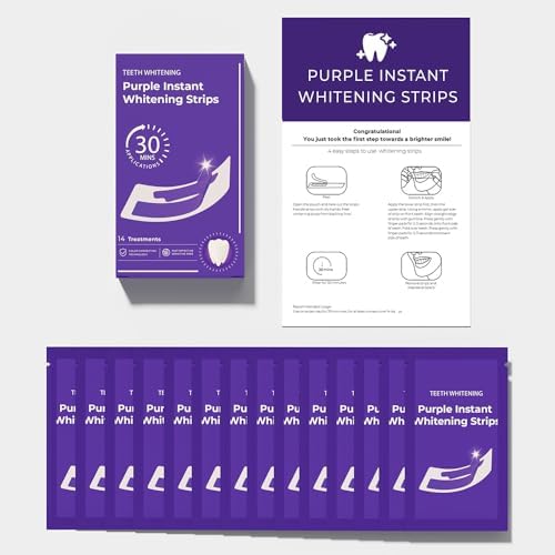 Purple Teeth Whitening Strips - Professional-Grade Whitening, Effectively Removes Stains and Bad Breath Caused by Smoking, Drinking, and Coffee,Achieve a Beautiful and Confident Smile(14 PCS, Mint)
