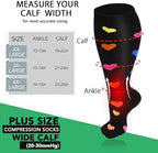 4 Pairs Plus Size Compression Socks for Women and Men 20-30 mmHg, Wide Calf Stockings Best Support for Circulation, Running