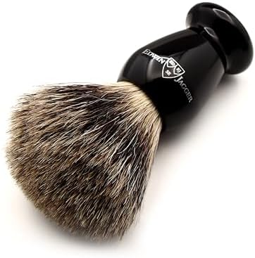 Edwin Jagger 1EJ946SDS Classic Best Badger Hair Exfoliating Shaving Brush with Stand for Shaving Cream or Shaving Soap for Men and Women (Imitation Ebony)