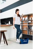 Vileda Turbo EasyWring & Clean Floor Mop Complete Set, Mop and Bucket with Power Spinner, Blue