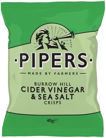 Pipers Crisps Burrow Hill Cider Vinegar and Sea Salt (Pack of 24)
