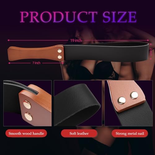 Sex Game Paddle Whip - Comfortable Leather Wooden Handle Sex Whip - Adult BDSM Role-Playing Tied with a Whip Device Role-Playing Paddle - Horse Whip Couple Sex Whip