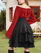 FEOYA Women’s Renaissance Off Shoulder Blouse Medieval Pirate Peasant Shirt for Cosplay Party Daily Wear