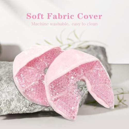 Hot/Cold Breast Gel Ice Packs Breast Cooling/Heat Pads Relief for Breastfeeding, Nursing Pain, Mastitis, Engorgement, Swelling, Plugged Ducts | Boost Milk Let-Down & Production,2 Pack (Pink)