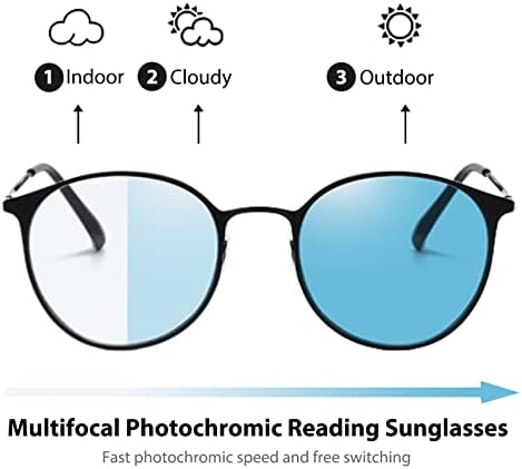 K.LAVER Transition Photochromic Multifocus Progressive Reading Glasses Men Women No-line Anti Blue Light Multifocal Readers