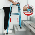 Aluminium Folding Walking Frame - Adult Walker for Elderly & Disabled - Climbing Stairs Mobility Aid