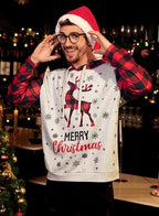Arvilhill Men's Ugly Christmas Hoodies Vintage Red Plaid Sweatshirt (S-3XL)
