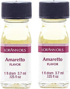 LorAnn Oils Super Strength Flavoring - Used For Candy Making, Flavoring, Baking, Hard Candy, & Flavor Oils - Bold, Natural Flavors 4X Stronger Than Extracts - Amaretto, Pack of 2, 0.125 fl oz