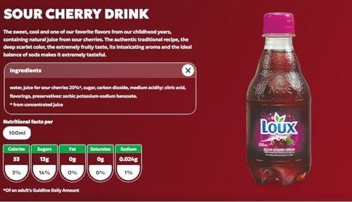 Loux | Greek Soft Drink | Sour Cherry | Pack of 12 | 330ml