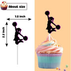 18 PCS Pink Silhouette Cheerleader Cupcake Toppers for Girls Women Lady Cheer Birthday Party Cake Decorations Gymnastics Themed Party Supplies