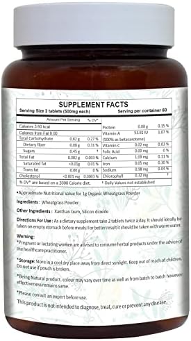 Wheatgrass Tablets Herbal Supplements 120 Count 500 mg