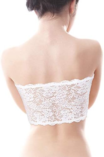 Boao 3 Pieces Women's Floral Lace Tube Top Bandeau Strapless Bras Seamless Stretchy Chest Wrap