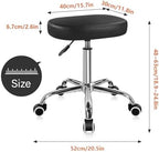 KKTONER Square Rolling Stool Swivel Height Adjustable Stool for Office Salon Home Coffee Shop Bar SPA Chair Black