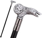 Silver Resin Wolf Head Walking Cane Fashion Decorative Steel Stick Gentleman Elegant Cosplay Cane Knob Crosier 92cm