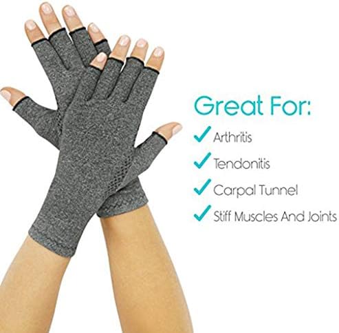 Lottoy 1Pair Soft Arthritis Gloves, Compression Glove for Arthritis for Women and Men,Arthritic Joint Pain Relief, Carpal Tunnel Wrist Support, Fingerless Arthritis Gloves for Computer Typing