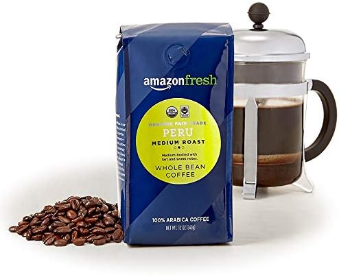 Amazon Fresh, Organic Fair Trade Peru Whole Bean Coffee, Medium Roast, 12 Oz