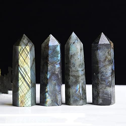 AITELEI Large Natural Healing Crystals Wands Stones, 3.9"-4.3" (10-11cm) 6 Faceted Single Point Crystal Prism Wand for Healing Meditation Reiki Chakra Therapy