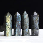 AITELEI Large Natural Healing Crystals Wands Stones, 3.9"-4.3" (10-11cm) 6 Faceted Single Point Crystal Prism Wand for Healing Meditation Reiki Chakra Therapy