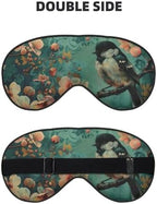 SSIMOO Flower and Bird Art Soft Sleep Eye Mask,Female Breathable Eye Patch,Perfect for Travel and Relaxation, Black