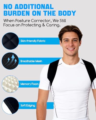 Posture Corrector for Men and Women - Invisible & Mesh Breathable Upper Back Brace - Adjustable Back Straightener - Relieve Shoulder, Neck & Back Pain, L(38-48inch)
