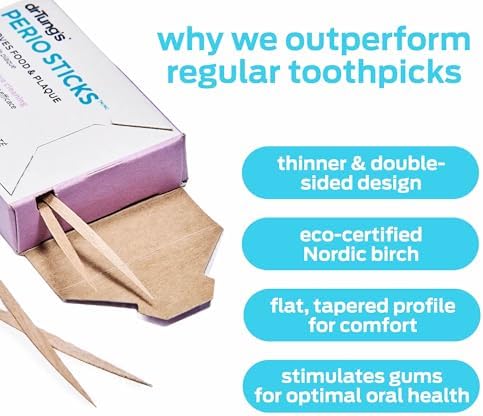 drTung's Dental Sticks for Teeth & Gum Cleaning - Toothpicks for Oral Care, Soft Floss Picks for Teeth, Interdental Plaque & Food Remover Tool, Perio Sticks - X-Thin, Bulk 100 Count (Pack of 2)