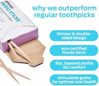 drTung's Dental Sticks for Teeth & Gum Cleaning - Toothpicks for Oral Care, Soft Floss Picks for Teeth, Interdental Plaque & Food Remover Tool, Perio Sticks - X-Thin, Bulk 100 Count (Pack of 2)