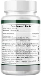 Probase Nutrition Phosphatidylserine 300mg Supplement Brain Health and Memory Support Non-GMO Gluten Free 120 Capsules Phosphatidyl Serine Complex